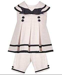 Rare Editions Girl's Sailor 2-piece Capri Pants Set