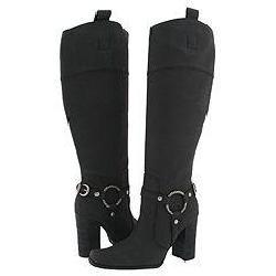 J Lo Metal Black Leather Knee-High Boots