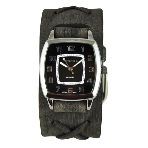 Nemesis Black Classic Vintage Unisex Watch with Faded Black X Leather