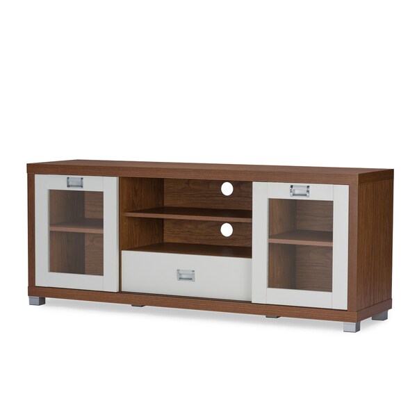  tone White and Dark Brown Entertainment TV Cabinet with Three Drawers
