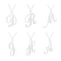 Sterling Essentials Sterling Silver 18-inch Cubic Zirconia Script Initial Necklace