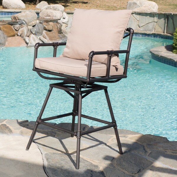 Christopher Knight Home Northrup Pipe Outdoor Adjustable Barstool with