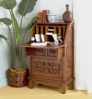 Hand-carved Drop-front Secretary Desk