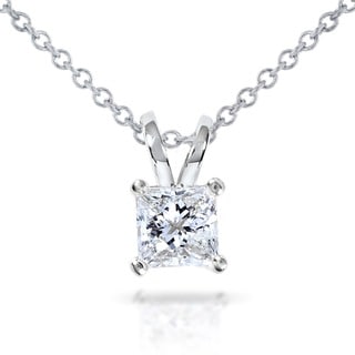 14k Gold 1/2ct Princess Diamond Solitaire Pendant