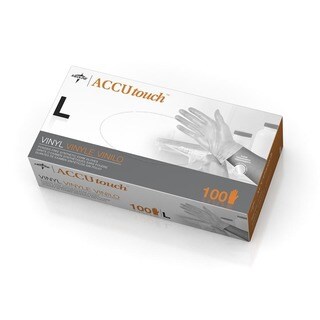Medline Accutouch Powder-Free, Latex-Free Vinyl Exam Gloves, Large (Case of 1,000)