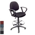 Boss Adjustable Black Loop Arm Drafting Stool with Wheel Casters