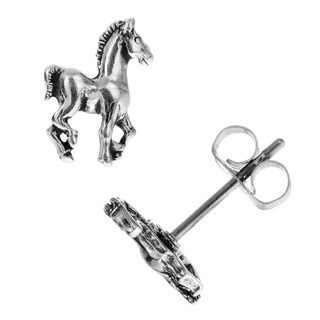 Tressa Sterling Silver Prancing Horse Stud Earrings