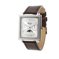 Geneva Platinum Men's Leather Band Watch