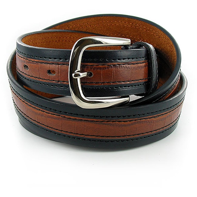 Isaaco Men&#39;s Two-tone Leather Belt - Overstock Shopping - Great Deals on Isaaco Men&#39;s Belts