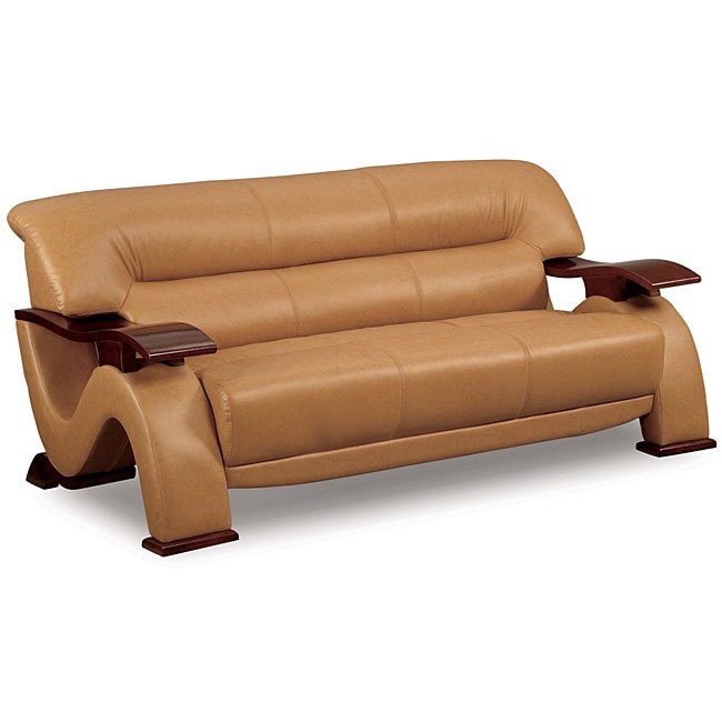 Dolcetto Caramel Brown Leather Sofa Overstock™ Shopping Great Deals