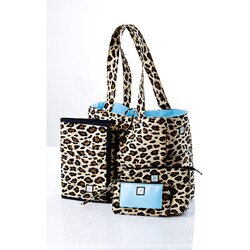 JP Lizzy Leopard in Blue Diaper Tote Set