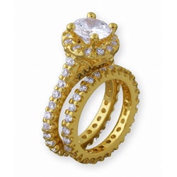 Simon Frank 14k Yellow Gold Overlay Diamoness Bridal Ring Set