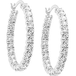 Kate Bissett Silvertone Cubic Zirconia Eternity Hoop Earrings