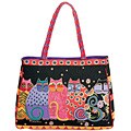 Laurel Burch Feline Family Portrait Shoulder Tote