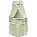 White Elegance Round Bassinet with Sage Waffle Bedding