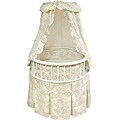 White Elegance Round Bassinet with Sage Toile Bedding