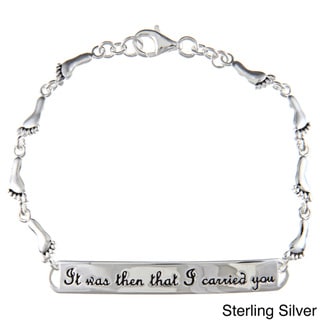 Mondevio Sterling Silver Inspirational Footprint Bracelet