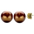 DaVonna 14k Gold Chocolate FW Pearl Stud Earrings (10-10.5 mm)