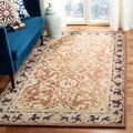 Old World Hand-spun Brown Gold/ Plum Wool Rug (3' x 5')