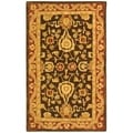 Handmade Kashan Charcoal/ Red Wool Rug (3' x 5')