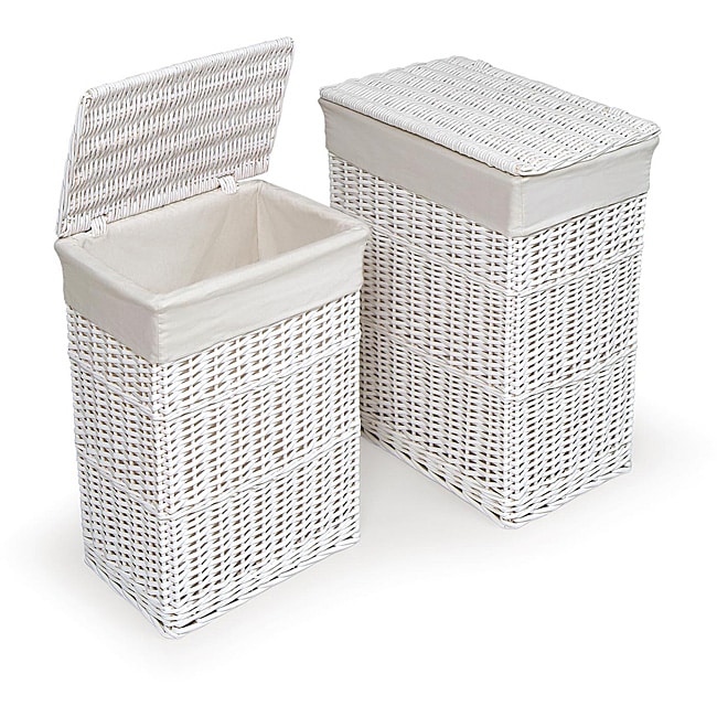 White Hamper with Liners (Set of 2)