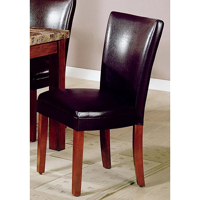 Dark Brown Bicast Leather Parson Chairs (Set of 2) - Overstock Shopping