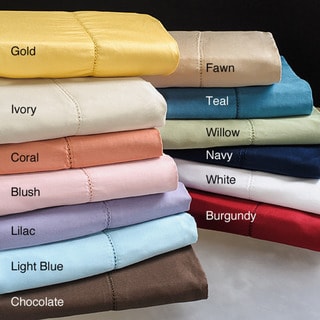 Hemstitch 400 Thread Count Sateen Cotton Sheet Set