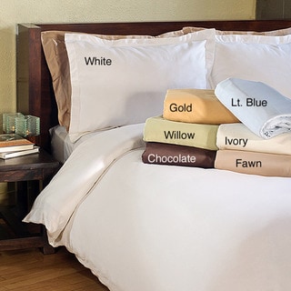 Hemstitch 400 Thread Count Solid Cotton 3-piece Duvet Cover Set