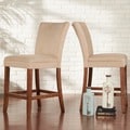 ETHAN HOME Parson Classic Cherry Peat Microfiber Counter-Height Chairs (Set of 2)