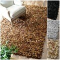 Handmade Alexa Premium Leather Shag Rug (5' x 8')