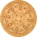 Handmade Ancestral Tree Ivory/ Gold Wool Rug (4' Round)
