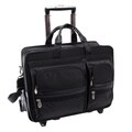 McKlein Black Clinton 17in. Detachable-Wheeled Laptop Case