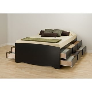 Black Tall Queen 12-drawer Captain's Platform Storage Bed