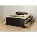 Black Tall Queen 12-drawer Captain's Platform Storage Bed