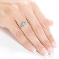 14k Gold 5/8ct TDW Asscher Diamond Bridal Halo Ring Set