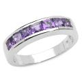 Malaika Sterling Silver Channel-set Square-cut Amethyst Ring