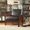 ETHAN HOME Hills Mission-Style Oak and Olive Microfiber Accent Chair