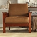 ETHAN HOME Hills Mission-Style Oak and Rust Microfiber Accent Chair