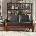 ETHAN HOME Hills Mission-Style Oak and Rust Loveseat