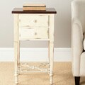 Safavieh Monica Two-drawer Antique White and Dark Brown Beech Side Table