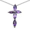 Malaika Sterling Silver Genuine Amethyst Cross Necklace