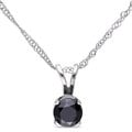 Miadora 14k White Gold 1/3, 1/2, 3/4, or 1ct TDW Black Diamond Solitaire Necklace
