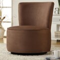 ETHAN HOME Moda Brown Microfiber Modern Round Swivel Chair