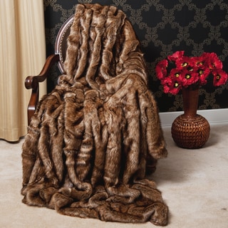 Coyote Faux Fur 58x60-inch Throw Blanket