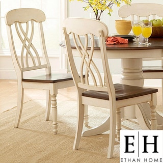 ETHAN HOME Mackenzie Country Antique White Side Chair (Set of 2)