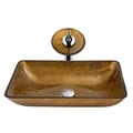 Vigo Rectangular Atlantis Glass Vessel Sink w/Matching Faucet and Pop-up Drain