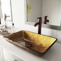 VIGO Rectangular Copper Glass Vessel Bathroom Sink