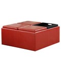 ETHAN HOME Charlotte Red Faux Leather Storage Cocktail Ottoman