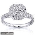 14k White, Yellow, or Rose Gold 1 3/8ct TDW Cushion Diamond Engagement Ring