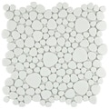 SomerTile 11x11-in Quarry White Gloss Porcelain Mosaic Tile (Pack of 10)